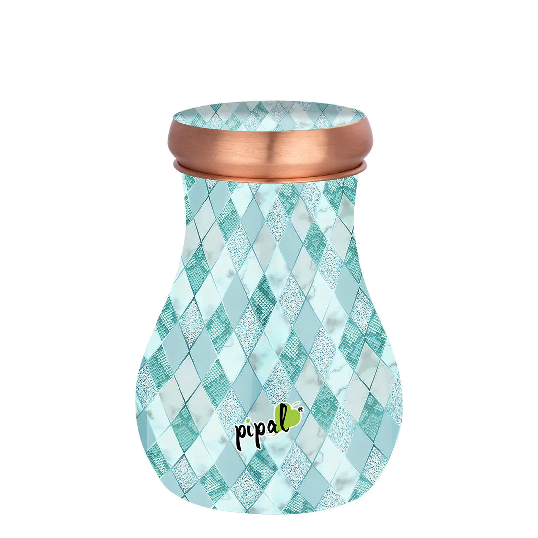 Rajwadi Designer Copper Carafe Green Crystal – 800 ml