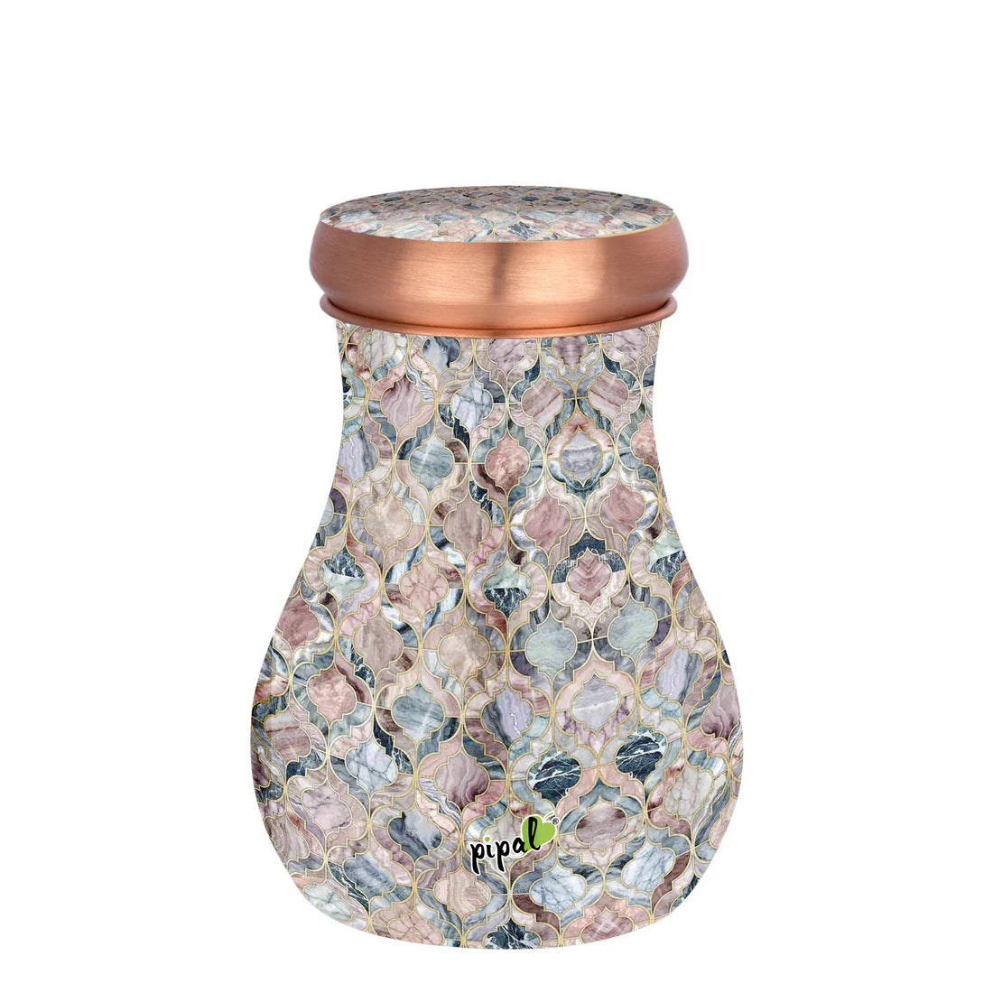 Rajwadi Designer Copper Carafe Rose Marble – 800 ml