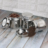 Steel Tea Coffee & Sugar Container - 700 ml  (Pack of 3, Silver)