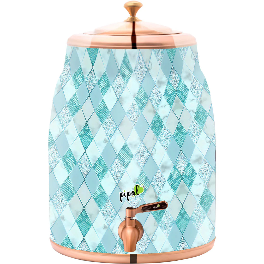 Rudra Printed Copper Matka Green Crystal – 5 Litre