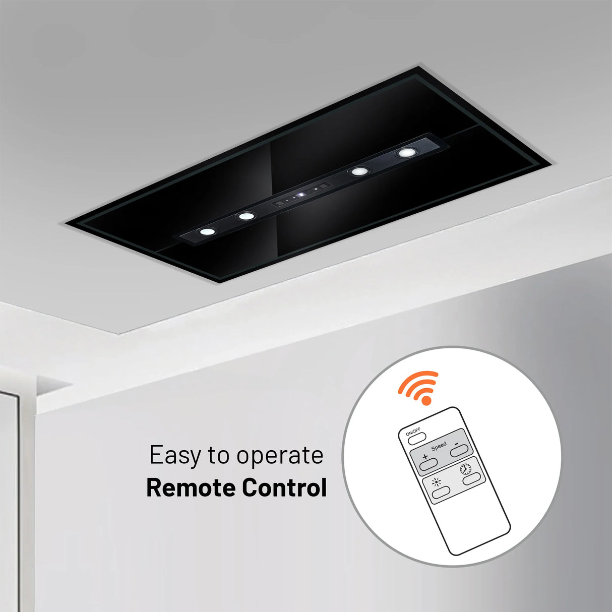 Kitchen Chimney Cassette Ceiling Mounted Remote Control Baffle filters 120cm 1250 m3/h - (1010CS)