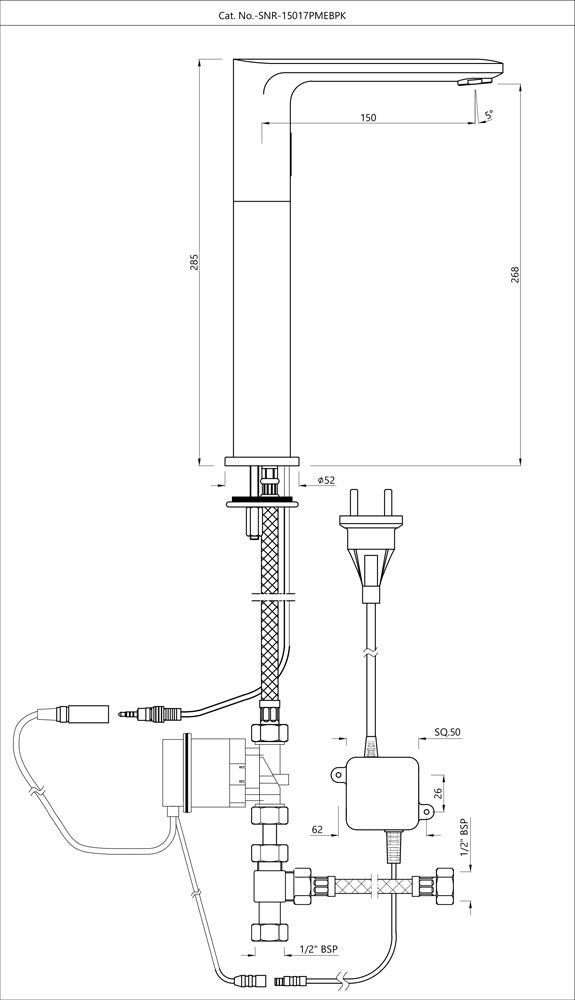 Opal Prime Tall Boy Sensor Faucet SNR-CHR-15017PMEBPK