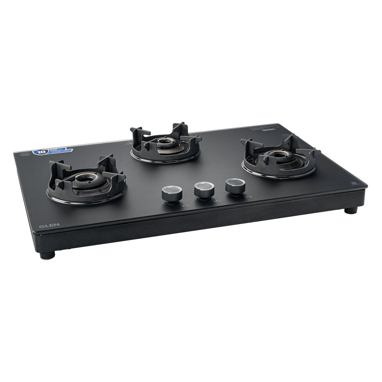3 Burner Ultra Slim Matte Glass LPG Stove with Forged Brass Burners (CT1037USMG)