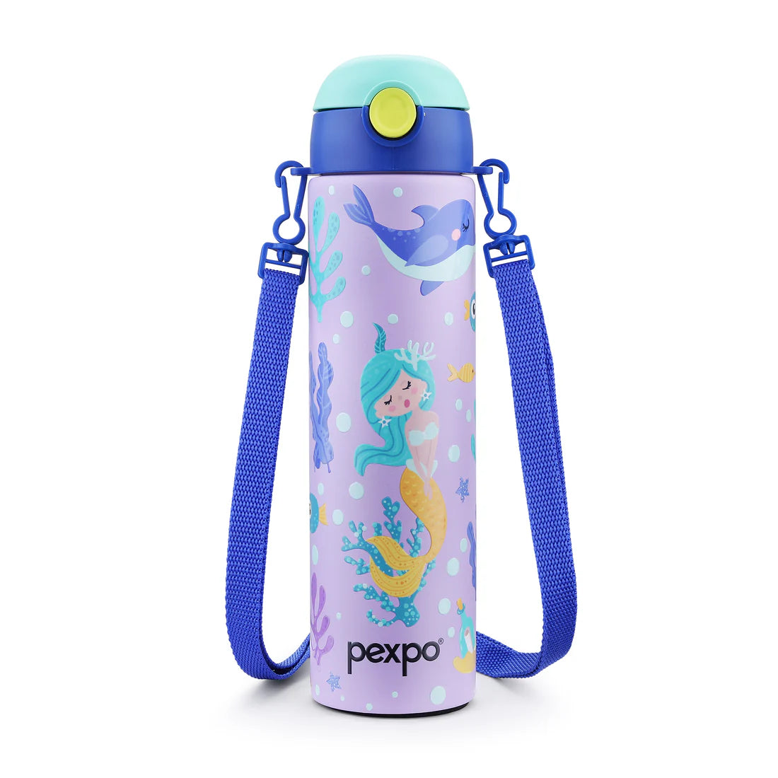 Pexpo Sporty SS Kids Water Bottle 700 ML Purple-Space Rocket
