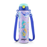 Pexpo Sporty SS Kids Water Bottle 700 ML Purple-Space Rocket