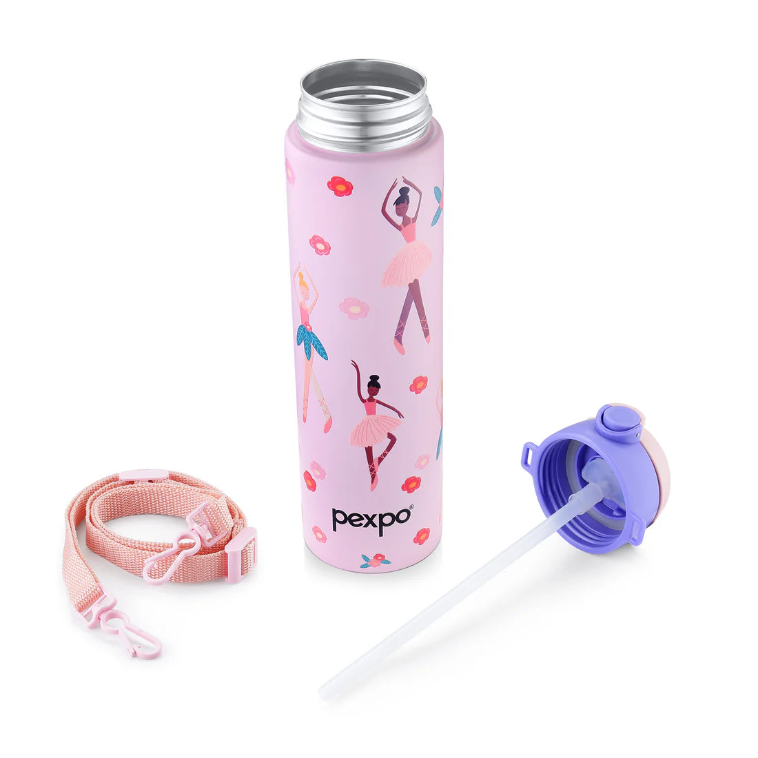 Pexpo Sporty SS Kids Water Bottle 700 ML Purple-Space Rocket