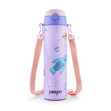 Pexpo Sporty SS Kids Water Bottle 700 ML Purple-Space Rocket