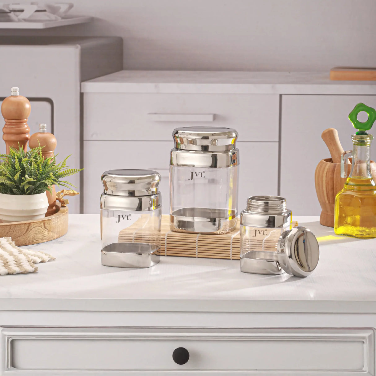 Square Canister Container for Kitchen Storage Stainless Steel, 500ml