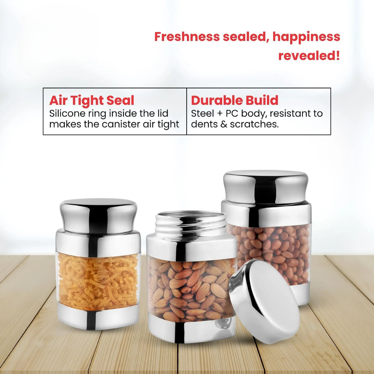 Square Canister Container for Kitchen Storage Stainless Steel, 500ml