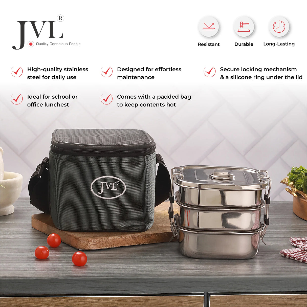 Square Leak Proof Lunch Box 750ml ( 3 Tier )