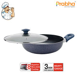 Stella Nonstick Deep Kadhai With Glass Lid 2.4L, 24cm