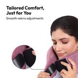 Travel Neck Pillow with Adjustable Velcro, Premium Velvet Cover & All-Round Neck Support