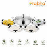 Stainless Steel Tri-Ply IB Multi Kadhai Plain (6 Plates) 26cm