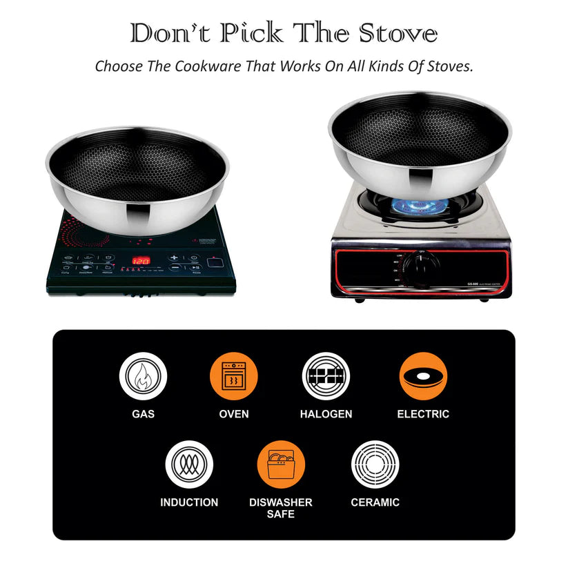 Tri-ply Hexa Cube Tasla Without Lid – 3.5L, 26cm