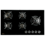 Vortex 590 90CM Black 5 Brass Burners Hob with FFSD – 538.66.328