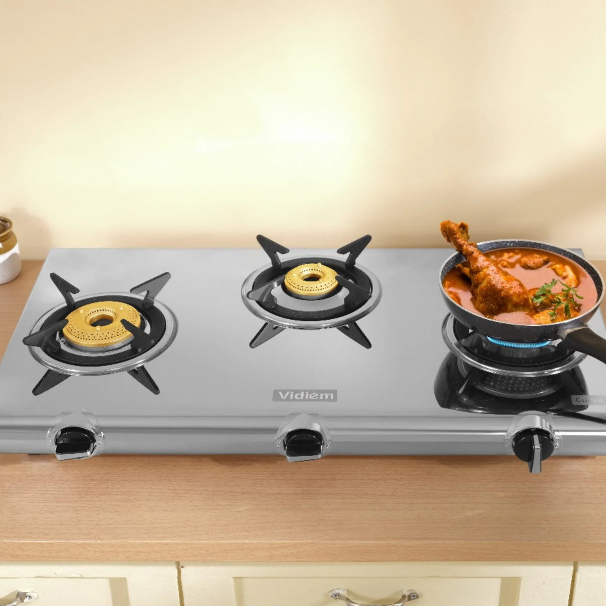 CURVE 3 BURNER GAS STOVE