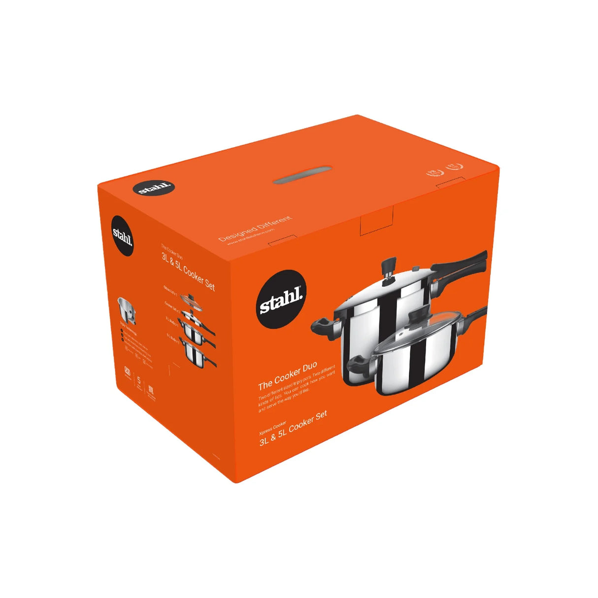 Pressure Cooker Duo 9259 – 3L & 5L Triply Stainless Steel Set with Interchangeable Lids & Resettable Safety Valve