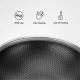 Tasla Kadhai with Lid - Triply Artisan Hybrid Series 6668 | Induction Ready | Easy Pour | Omni-Heat Technology