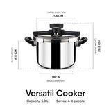 Versatil Triply Stainless Steel Cooker 5L – Model 9415, Multi-Function with Clasp-On Lid