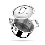 Steel Sauce Pot / Casserole - Triply Artisan Hybrid Series 6118 | HexaRidge Technology | Induction Safe | Stick-Resistant