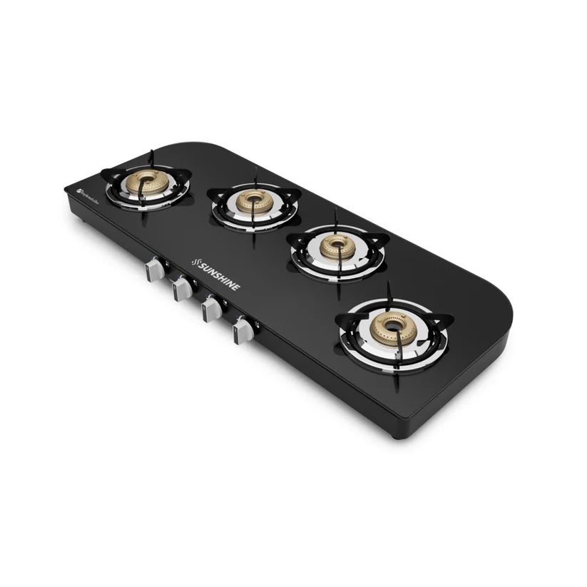 Olympic Gold 4 Burner Gas Stove Manual Ignition Glass Top