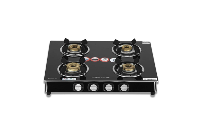 SUNSHINE ROMA SILVER FOUR BURNER GAS STOVE MANUAL IGNITION