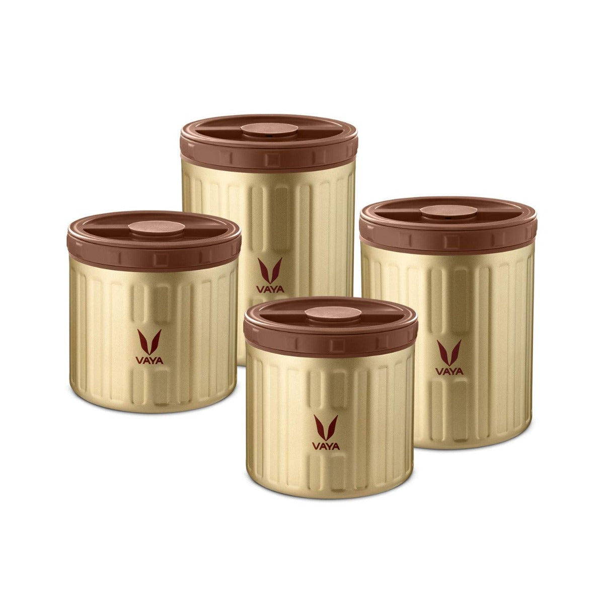 Vaya Preserve 1600 ml Gold - Vacuum Insulated Stainless Steel Food Storage Container Set, Hot Serve Stainless Steel Casserole, 2 x 300 ml + 2 x 500 ml, Color - Gold