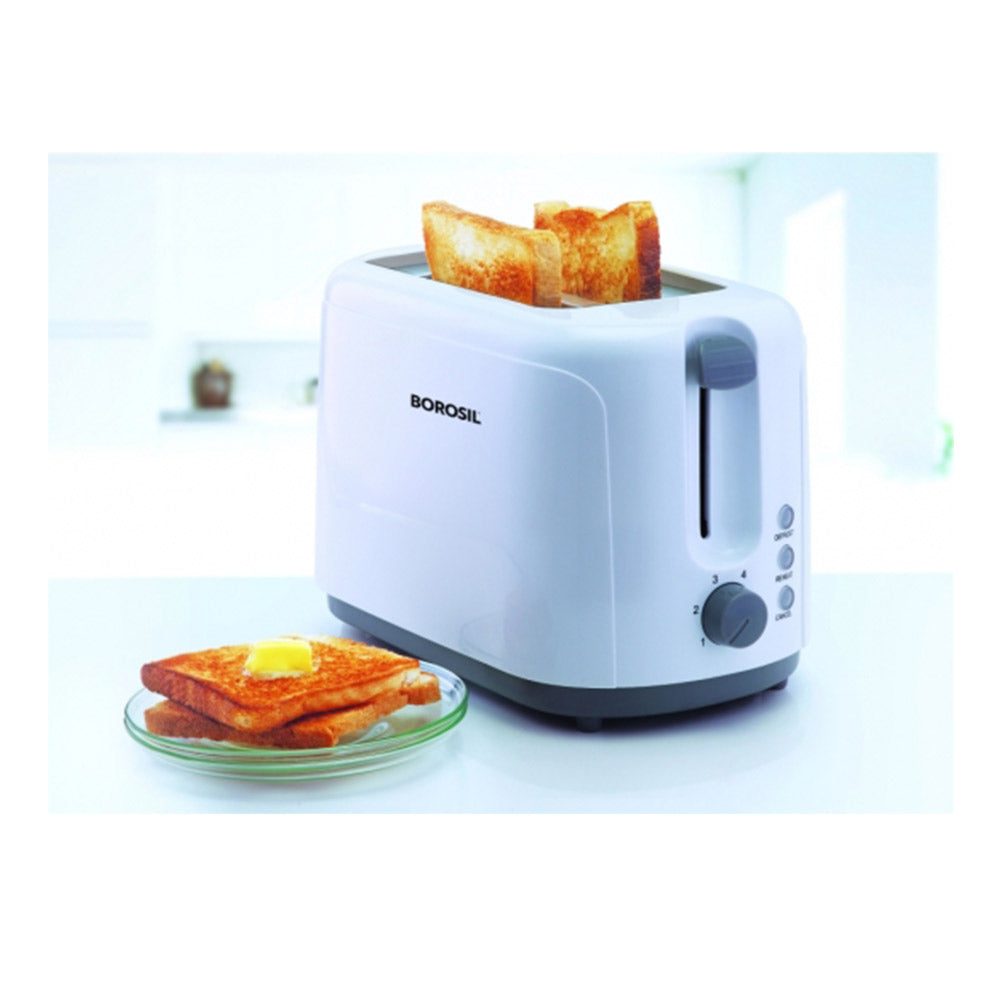 Borosil BTO750WPW11 750-Watt 2 Slice Krispy Pop-up Toaster (White)