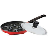 Nirlep 7 pites Aluminium Appam Pan, Red