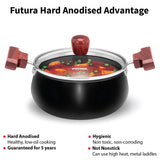 Futura Cook-n-Serve 2 Litre Black with Glass Lid Handi (ACH20G)