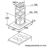 Bosch Chimney Serie 4 Island Hood DIG098G50I 90 cm clear glass