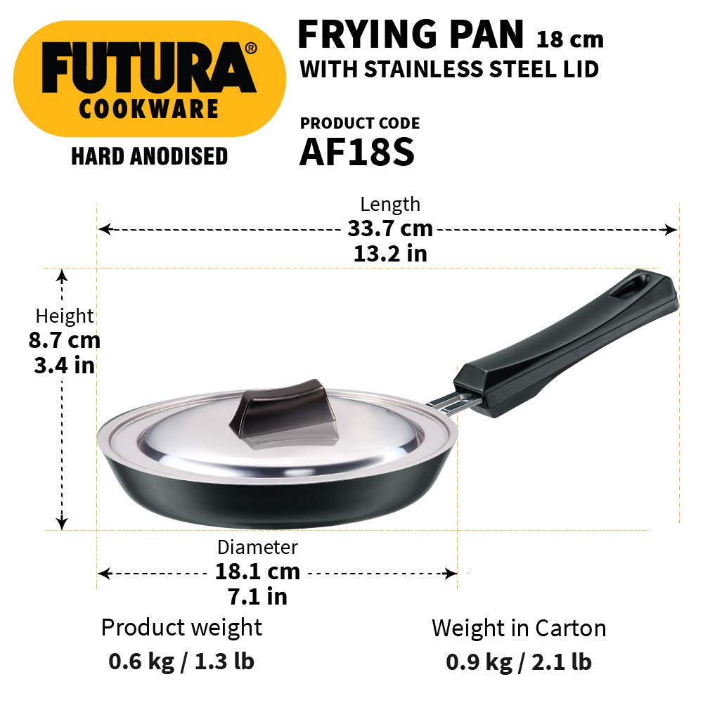 Hawkins Hard Anodised Futura Frying Pan With SS Lid - AF 18S