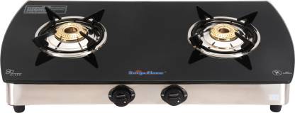 Suryaflame Curve Series 2B Black SS Glass CookTop (Mannual Burner) (2 Burners)