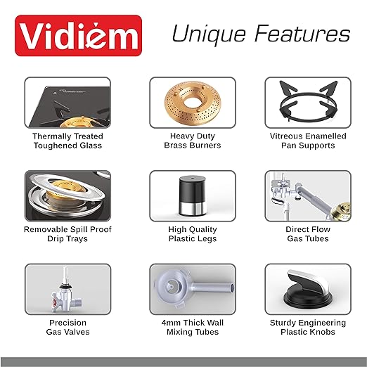 Vidiem Air Silver 4 Burner Cooktop