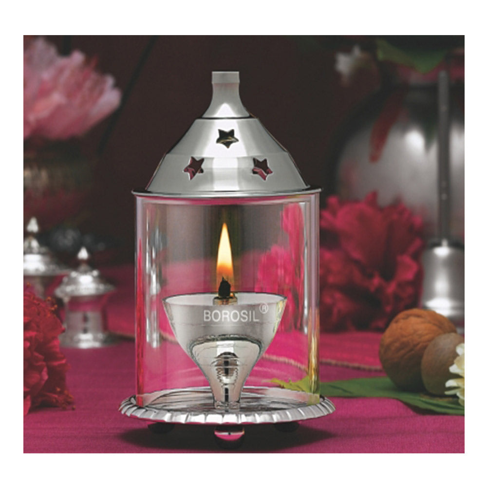 Borosil Akhand Nickel Table Diya (Medium)