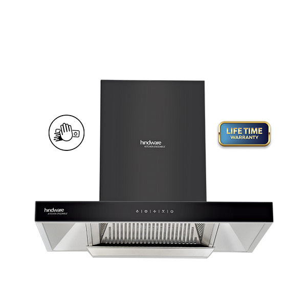 Hindware Alicia HMS BLK 75 Auto Clean Chimney Suction 1200 m鲁/hr* , Double Layer SS Filter, Touch Control with Motion Sensor