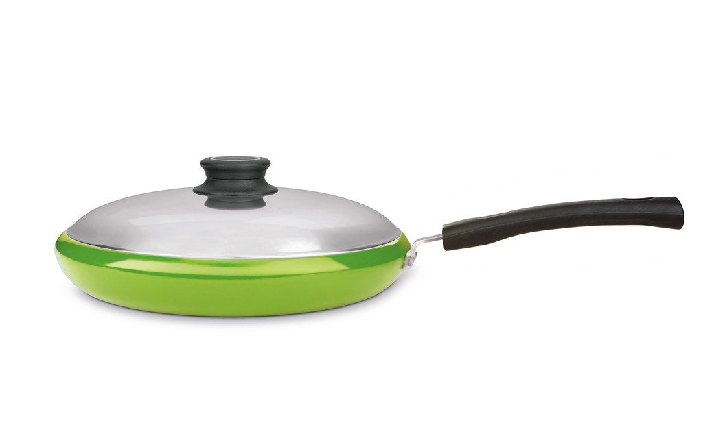 Anjali Adora Apple Shape Fry Pan (1.4 L) with Lid, (Multicolor)