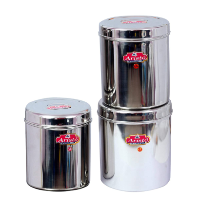 Aristo Stainless Steel Containers Pack of 3 ( 3.5 to 5.3 Liter)