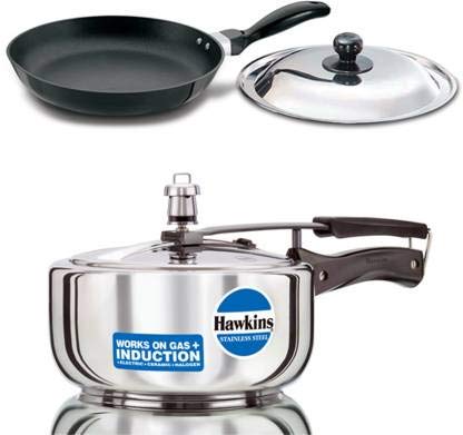 Hawkins Stainless Steel 3 LTR Pressure Cooker & Futura Nonstick Frying Pan 26 cm with Lid - Induction Compatible Induction Bottom Cookware Set