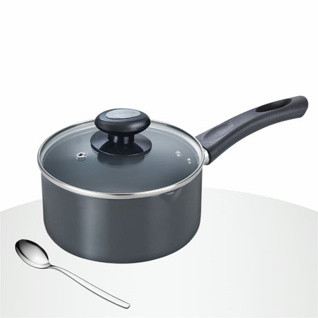 Prestige Hard Anodised Plus Range Of Cookware Milk Pan With Glass Lid