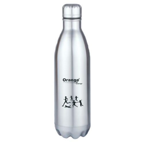 Orange 1000 ml Energy Stainless Steel Water Bottle (Silver)