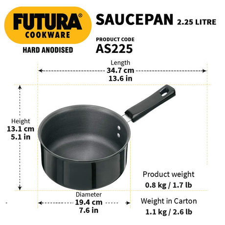 Hawkins Futura Hard Anodised Sauce Pan Without Lid 