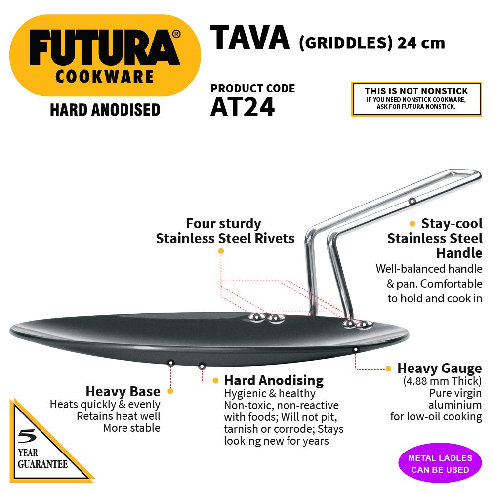 Hawkins Futura Hard Anodised Tava (Griddles) 24 cm