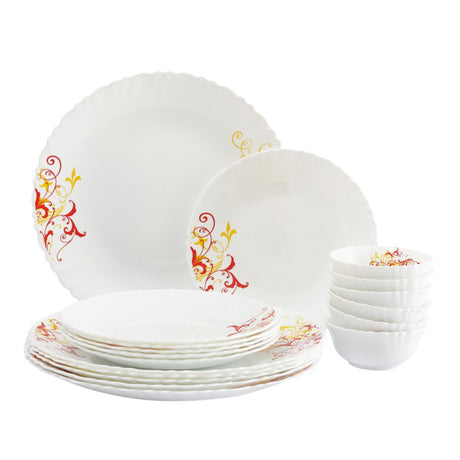 Roxx Opal Golden Crown 18 Pcs With Full Plate Dinner Set