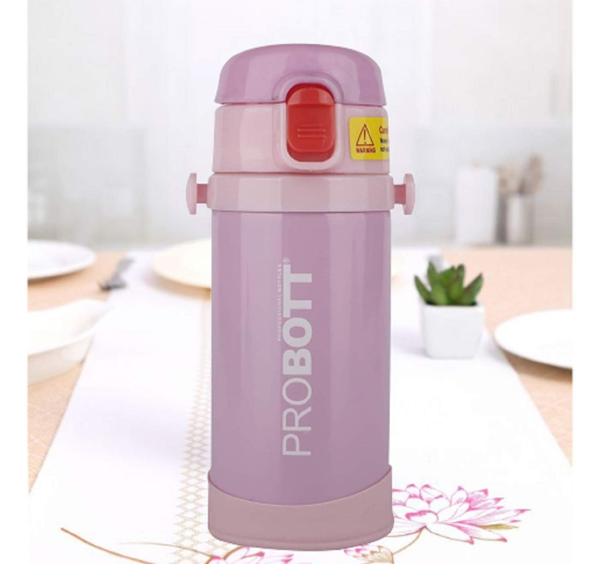 PROBOTT Thermosteel Mini Vacuum Kids hot and Cold Water Bottle with Belt 320ml Pink Color (PB320-02)