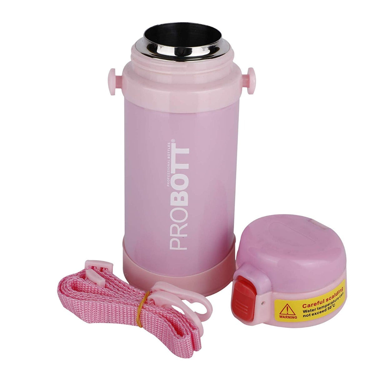 PROBOTT Thermosteel Mini Vacuum Kids hot and Cold Water Bottle with Belt 320ml Pink Color (PB320-02)