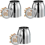 JVL Stainless Steel Kitchen Storage Canister With See Through Lid Unbreakable Jar - 800 ml - 3 PC