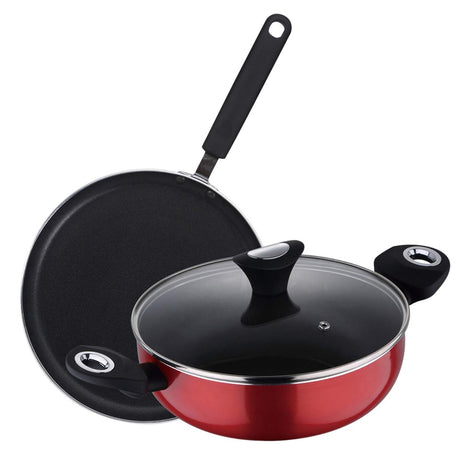 BERGNER Neon Press Aluminium Non-Stick Cookware Set, Kadai-24cm, Tawa-25cm ( BG-31400-AA )