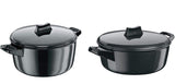 Hawkins Futura Hard-anodized Aluminium Cook-n-serve Bowl Set, 2 Litre + 3 Litre, 2 Piece (Black)