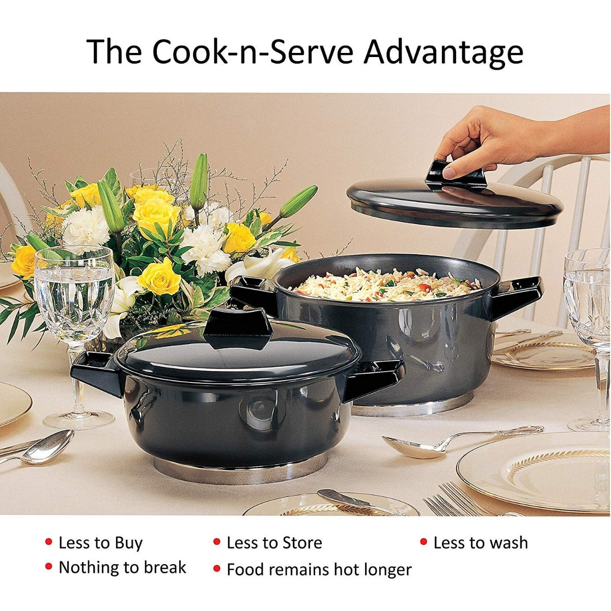 Hawkins Futura Hard-anodized Aluminium Cook-n-serve Bowl Set, 2 Litre + 3 Litre, 2 Piece (Black)